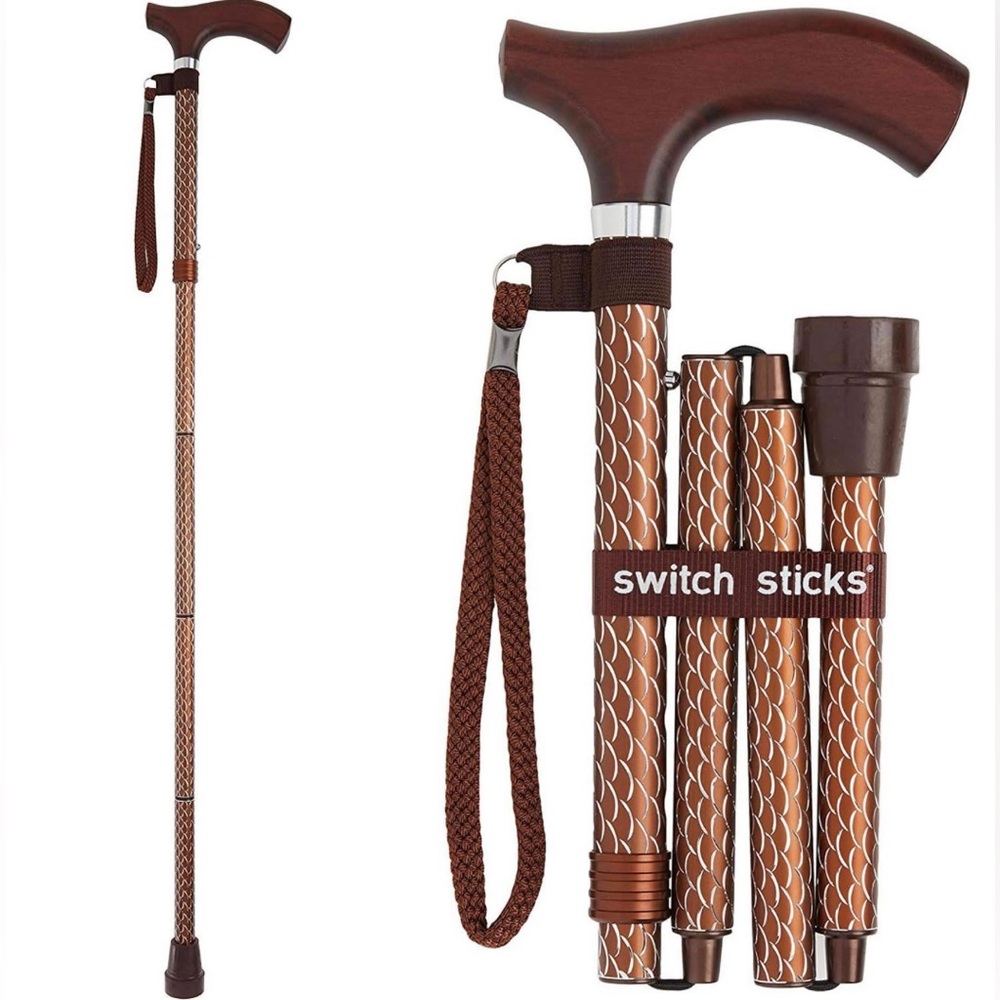 Switch Sticks Walking Stick Cane Men Women Foldable Adjustable Height 32-37" NEW